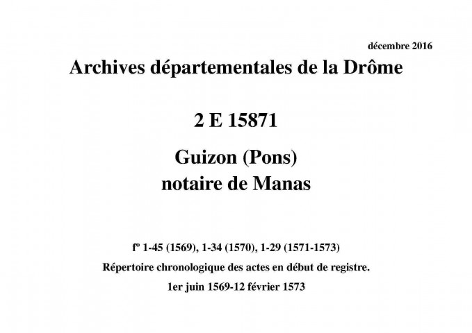 1er juin 1569-12 février 1573
