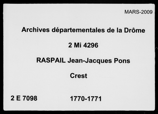 15 octobre 1770-29 mai 1771