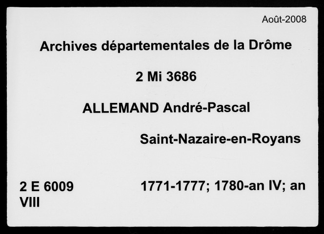 30 septembre 1771-9 thermidor an VIII