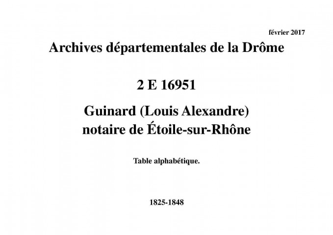 Table alphabétique (1825-1848).