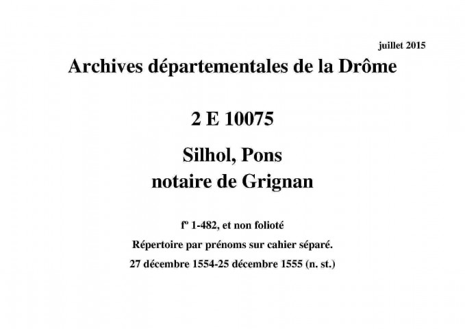 27 décembre 1554-25 décembre 1555 (n. st.)