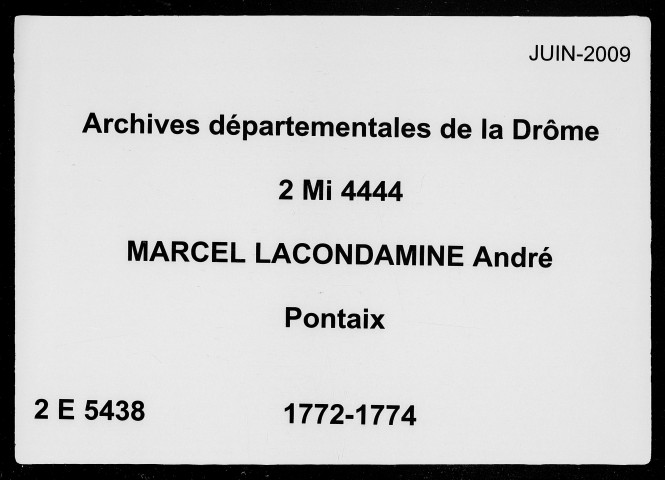 9 février 1772-2 juillet 1774