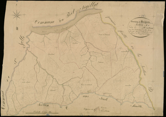 Section A, Montaux. Hameau de Montaux (agrandissement).