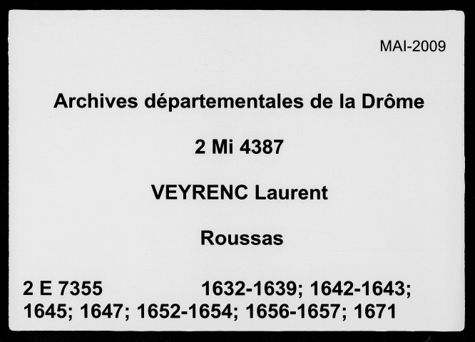 1er janvier 1632-26 décembre 1633