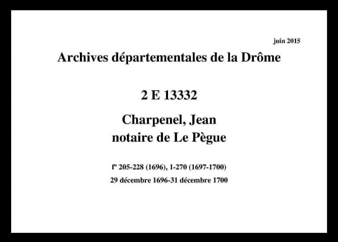 29 décembre 1696-31 décembre 1700