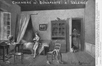 Reproduction d'un tableau de Louis Ageron, représentant Bonaparte dans sa chambre.