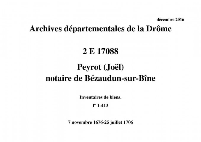 Inventaires de biens (7 novembre 1676-25 juillet 1706).