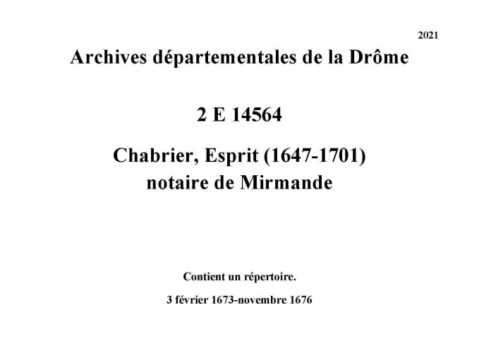 3 février 1673-novembre 1676