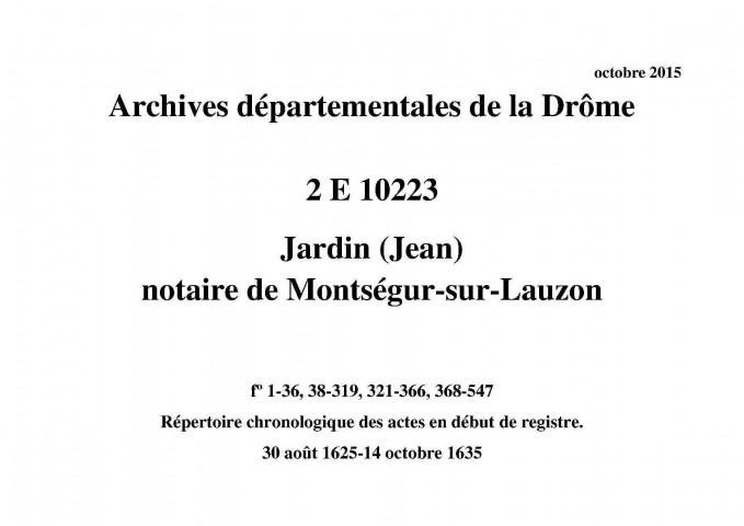 30 août 1625-14 octobre 1635