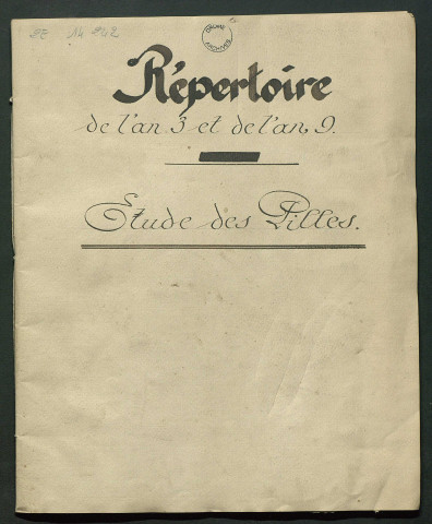 Répertoires annuels (an III, an IX, 1811-1838).