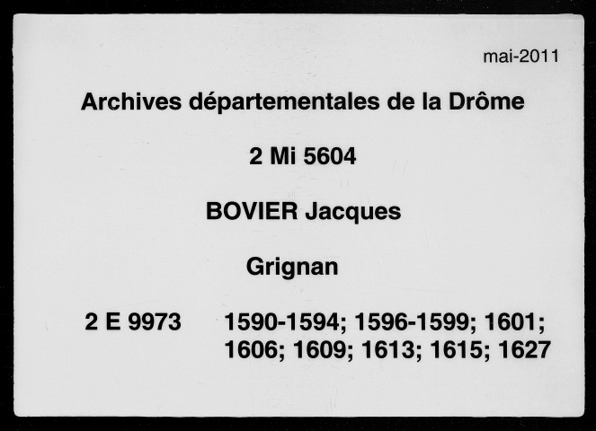 3 janvier 1590-15 février 1627