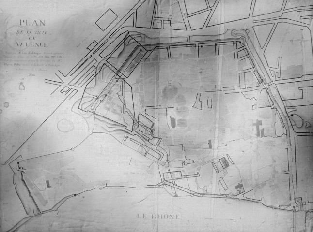 Valence.- Plan de la ville par Léon Lafabrègue (1894).