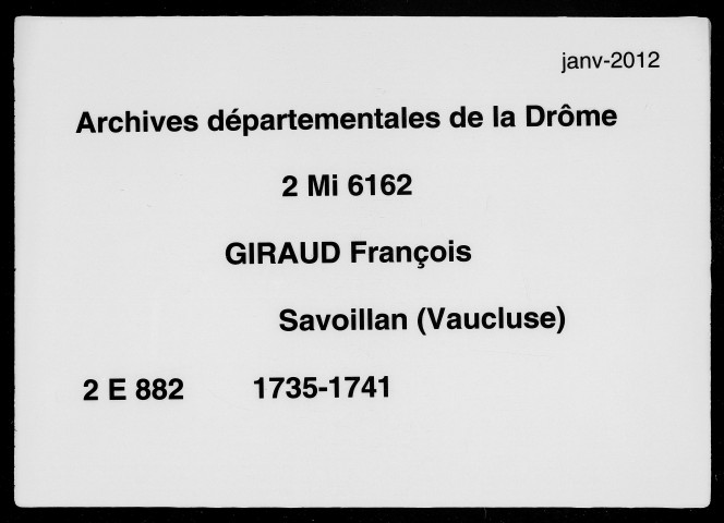 31 décembre 1735-14 décembre 1741