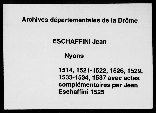 Notes brèves (1481-1537).