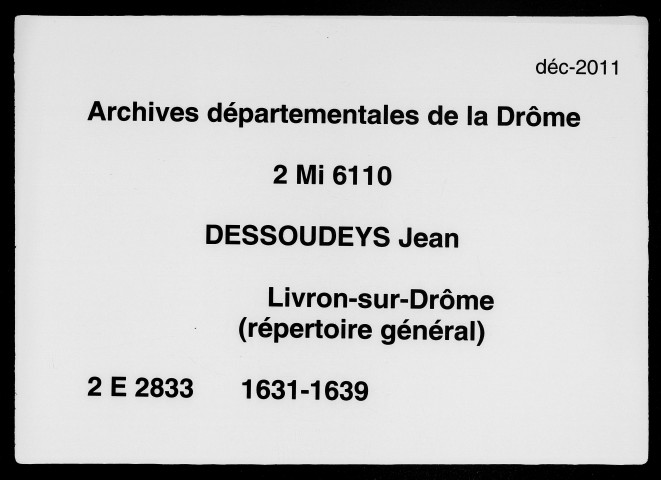 Répertoire général (8 décembre 1631-1639).