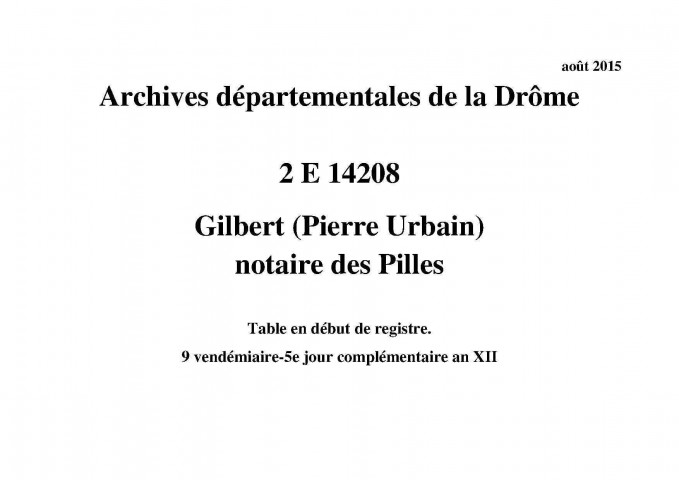 9 vendémiaire-5e jour complémentaire an XII