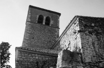 Mirmande.- La façade est du clocher de l'église Sainte-Foy.