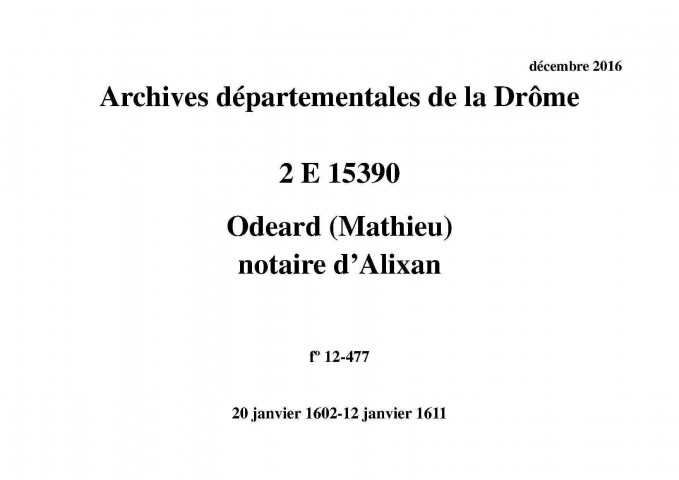 20 janvier 1602-12 janvier 1611