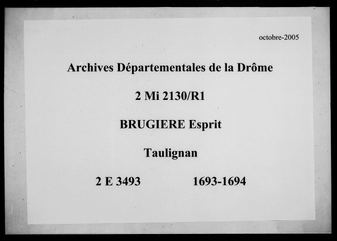 7 novembre 1693-3 novembre 1694