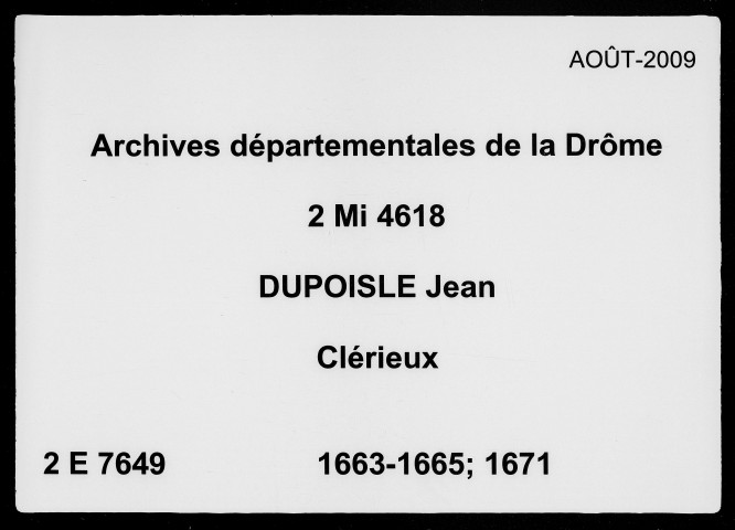 11 janvier 1663-14 novembre 1671