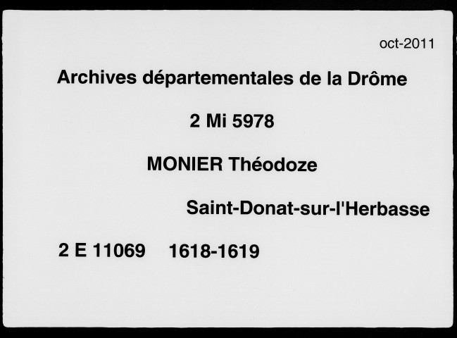 1er janvier 1618-6 août 1619