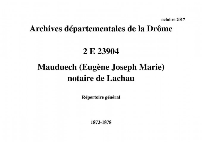 Répertoire général (1873-1878).