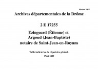 Table indicatrice du répertoire général commun aux notaires Ezingeard et Argoud (1764-1829).