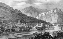 La ville au XVIIIe siècle d'après une reproduction d'une lithographie d'Alexandre Debelle.