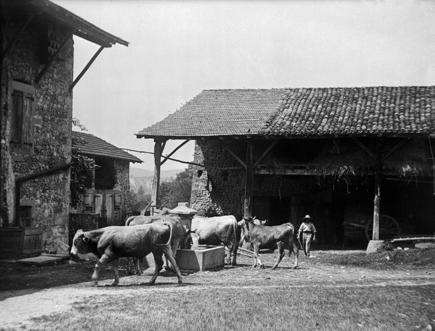 Saint-Thomas-en-Royans.- La cour de la ferme du château de la Chartronnière.