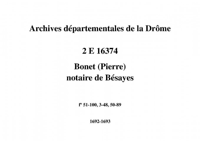 janvier-juin 1692, novembre 1692-mai 1693