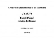 janvier-juin 1692, novembre 1692-mai 1693