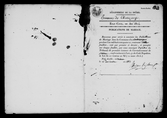 Publications de mariages (1814-1828).