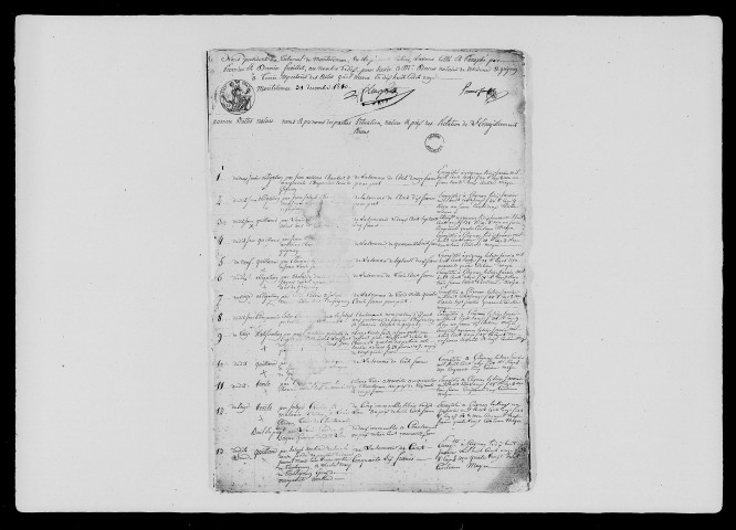 Répertoire des actes transmis à l'enregistrement (1811-1823).