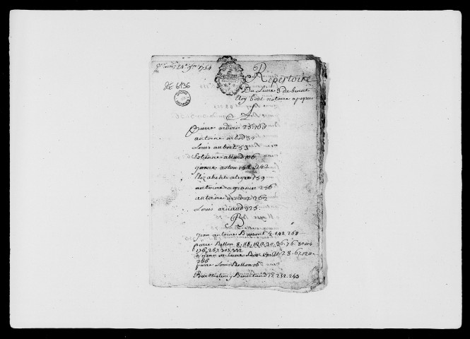 24 novembre 1754-8 septembre 1758