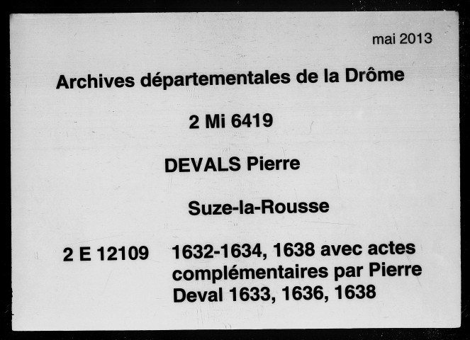 9 octobre 1632-29 avril 1634