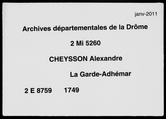 6 novembre-23 décembre 1749