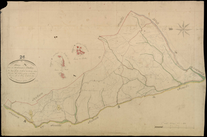 Section A2, Miélandre et Estellon (l'). Estellon (hameau de l'), Nauds (hameau des) (agrandissements).