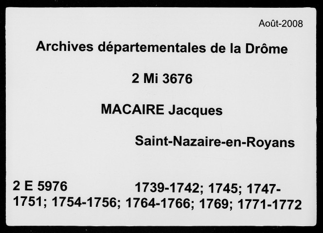 14 novembre 1739-9 novembre 1772