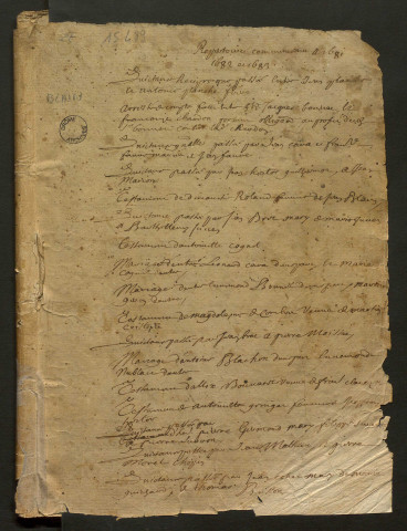 Répertoires annuels (1682-1706).