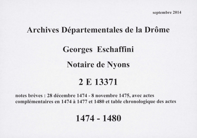 Notes brèves (28 décembre 1474-8 novembre 1475).