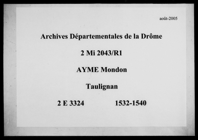 5 août 1532-30 septembre 1540