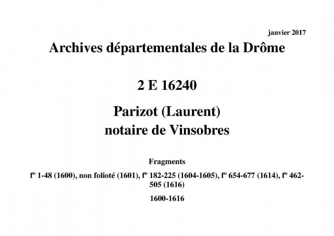 Fragments (1600-1616).