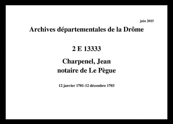 12 janvier 1701-12 décembre 1703