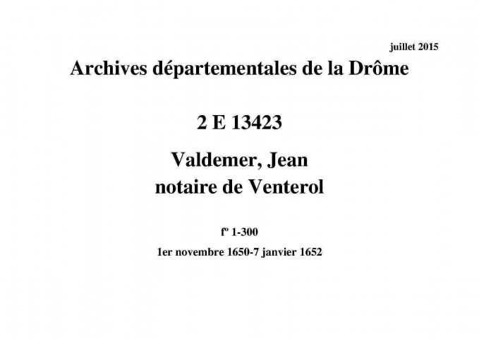 1er novembre 1650-7 janvier 1652
