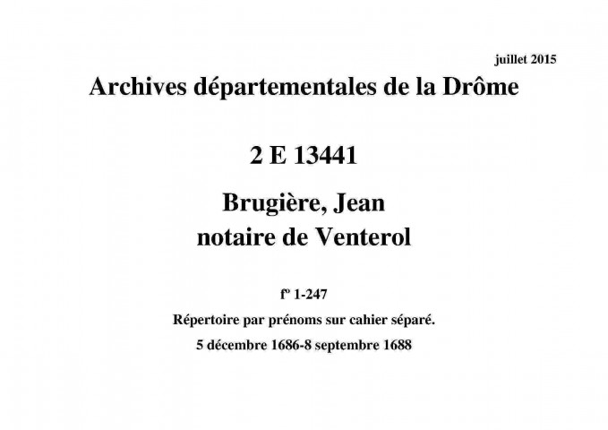 5 décembre 1686-8 septembre 1688