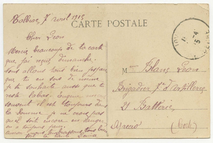 Lettres reçues de ses tantes maternelles, Louise Blanc et Marie Sévenier.