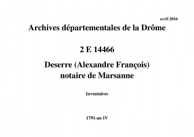Inventaires (1791-an IV).