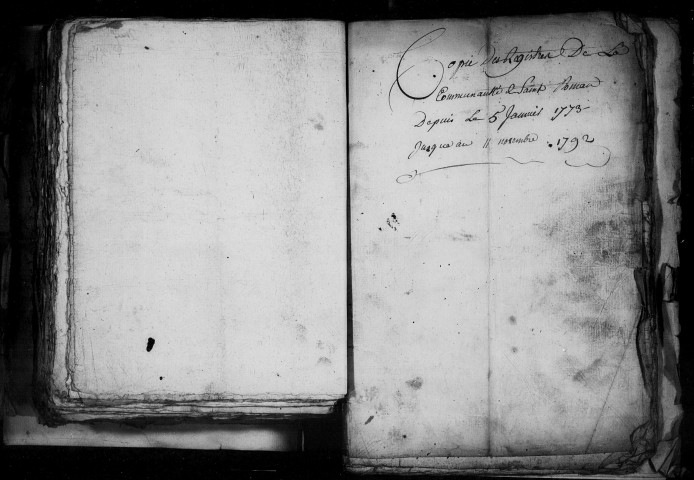 Religion protestante. - Baptêmes, mariages, sépultures (1773-1792).