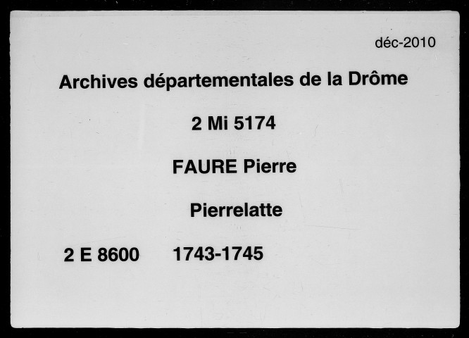 15 septembre 1743-29 décembre 1745