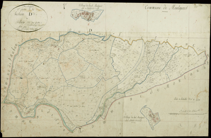 Section D2, Village (le). Haut-Montguers (hameau du), Bas-Montguers (hameau du) (agrandissements).